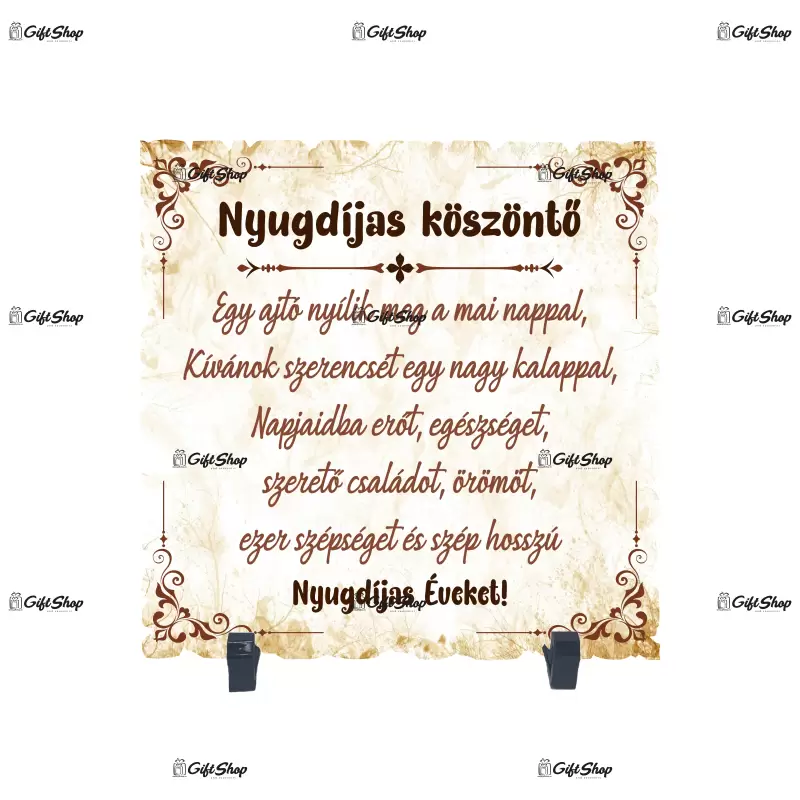 Nyugdijas koszonto, placheta cu mesaj